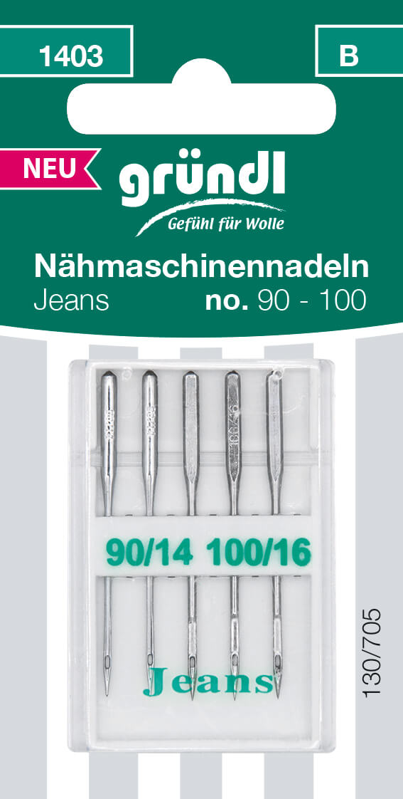 Nähmaschinennadeln Jeans, 5 Stück, No. 90 – 100