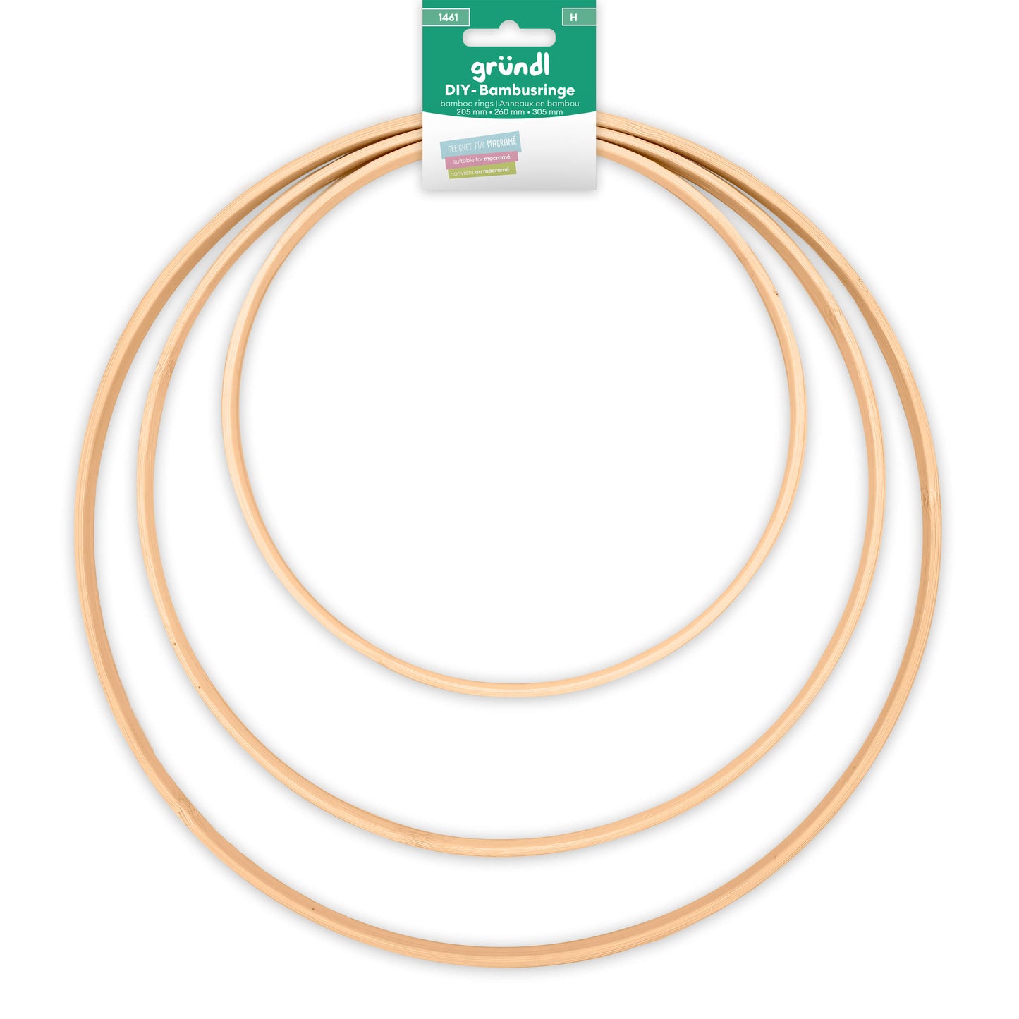 DIY Bambus-Ringe, 205 mm, 260 mm, 305 mm, 3 Ringe