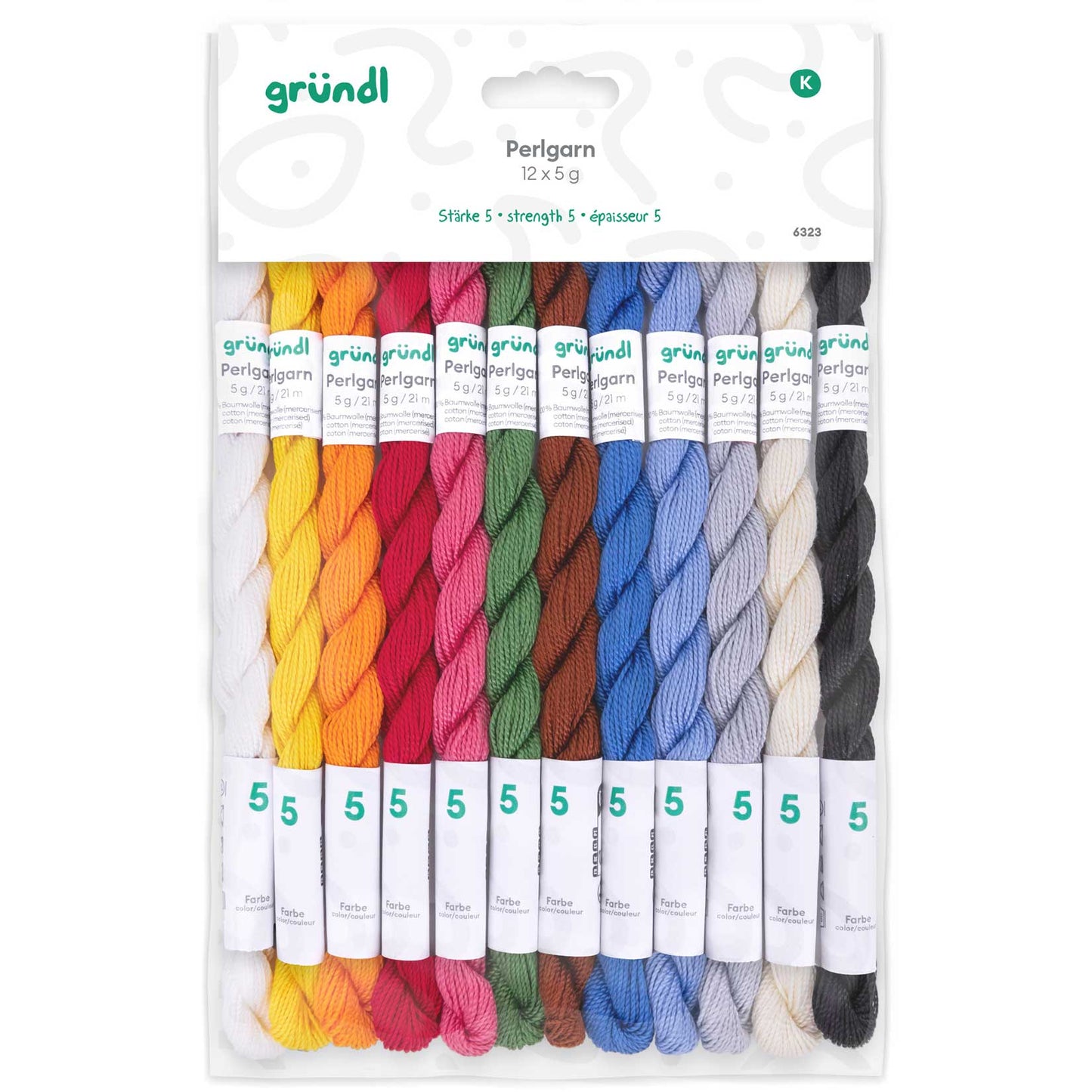 Perlgarn, 12 x 5 g, 12 Farben