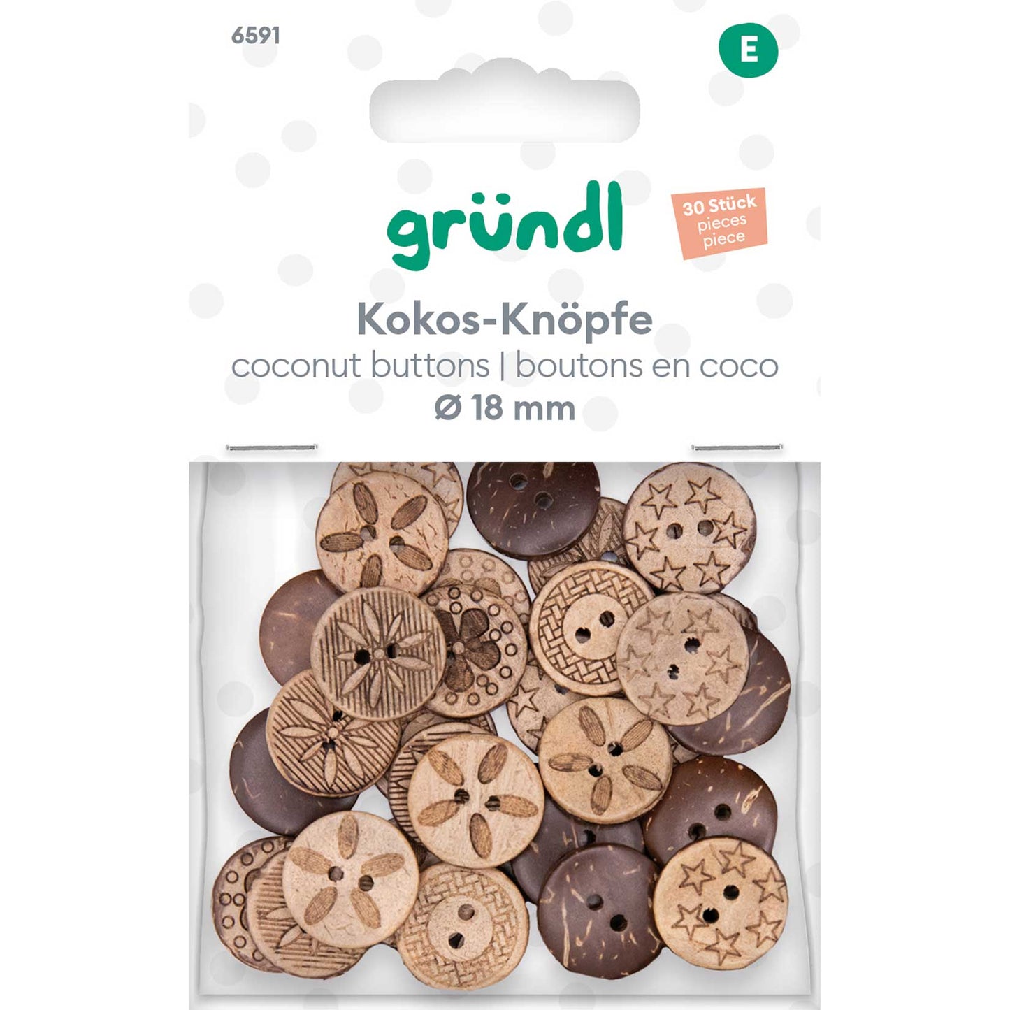 Kokos-Knöpfe, Ø 18 mm, 30 St.