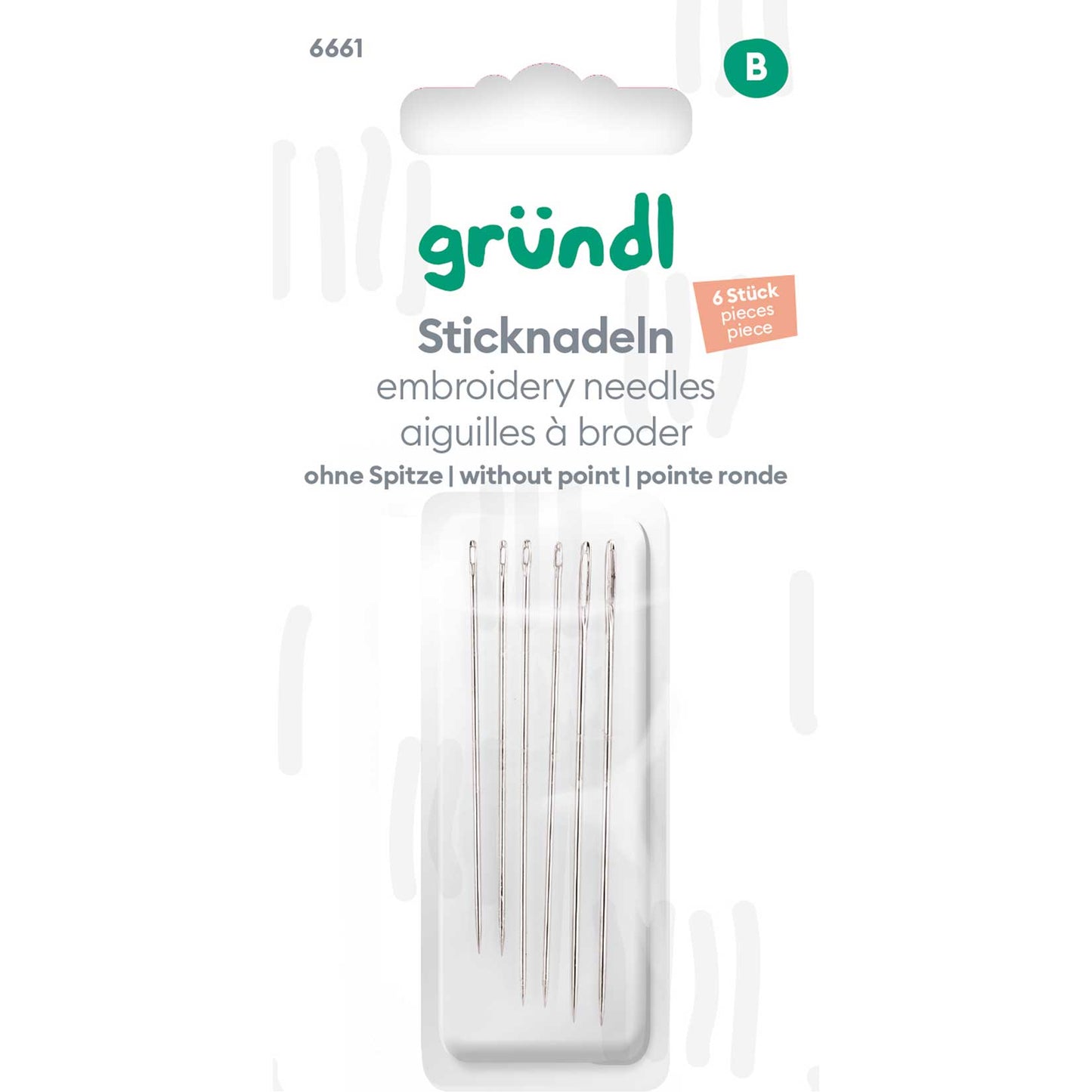 Sticknadeln ohne Spitze, 6 Stück