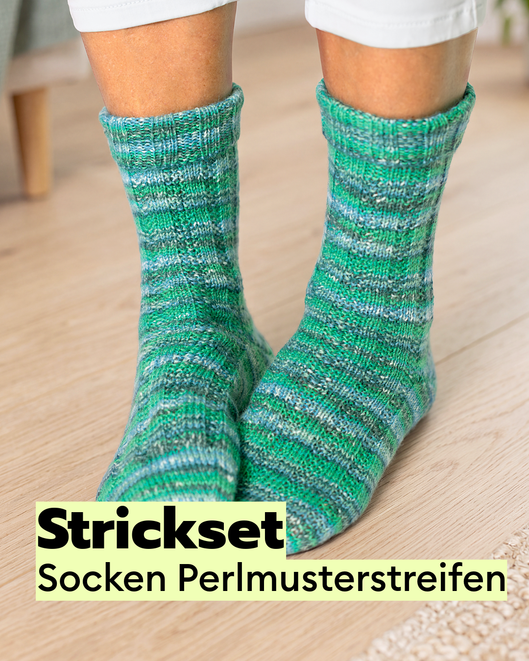 Strickset Socken mit Perlmusterstreifen