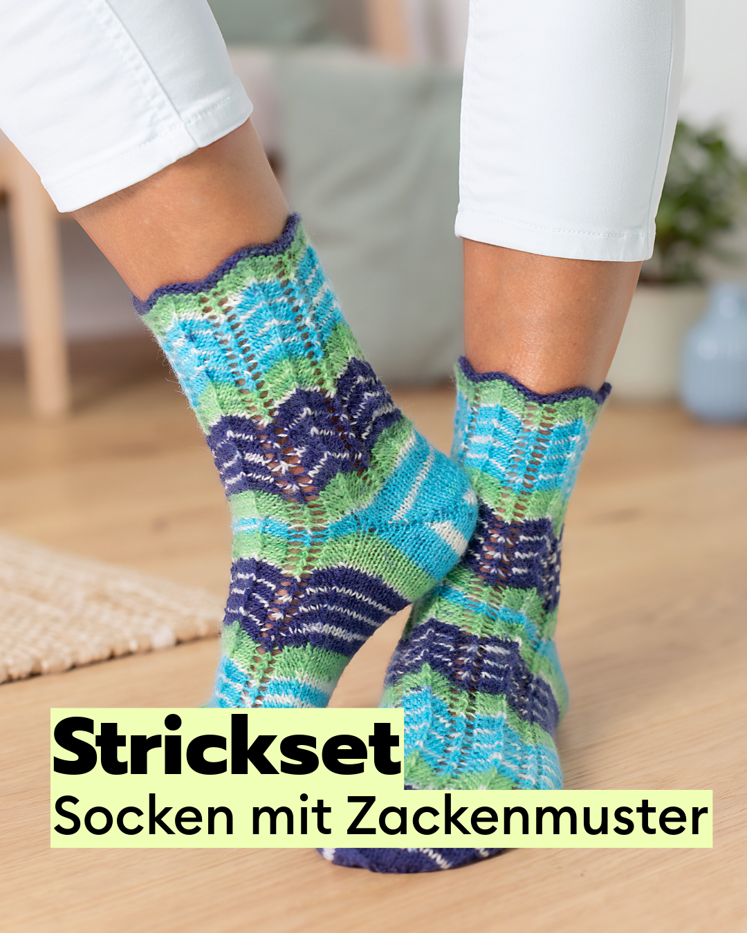 Strickset Damensöckchen mit Zackenmuster