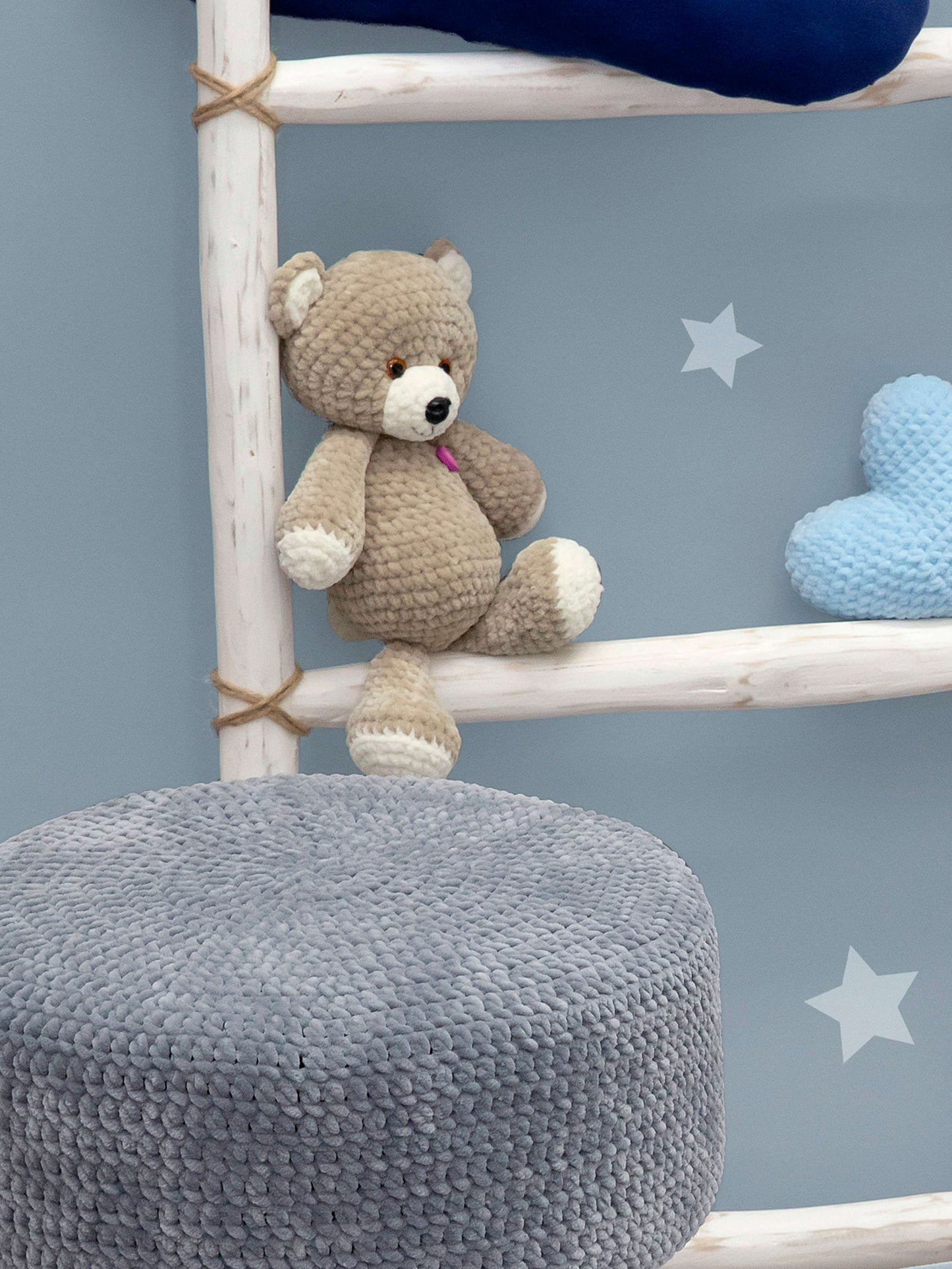 Häkelanleitung Teddybär und Herzkissen