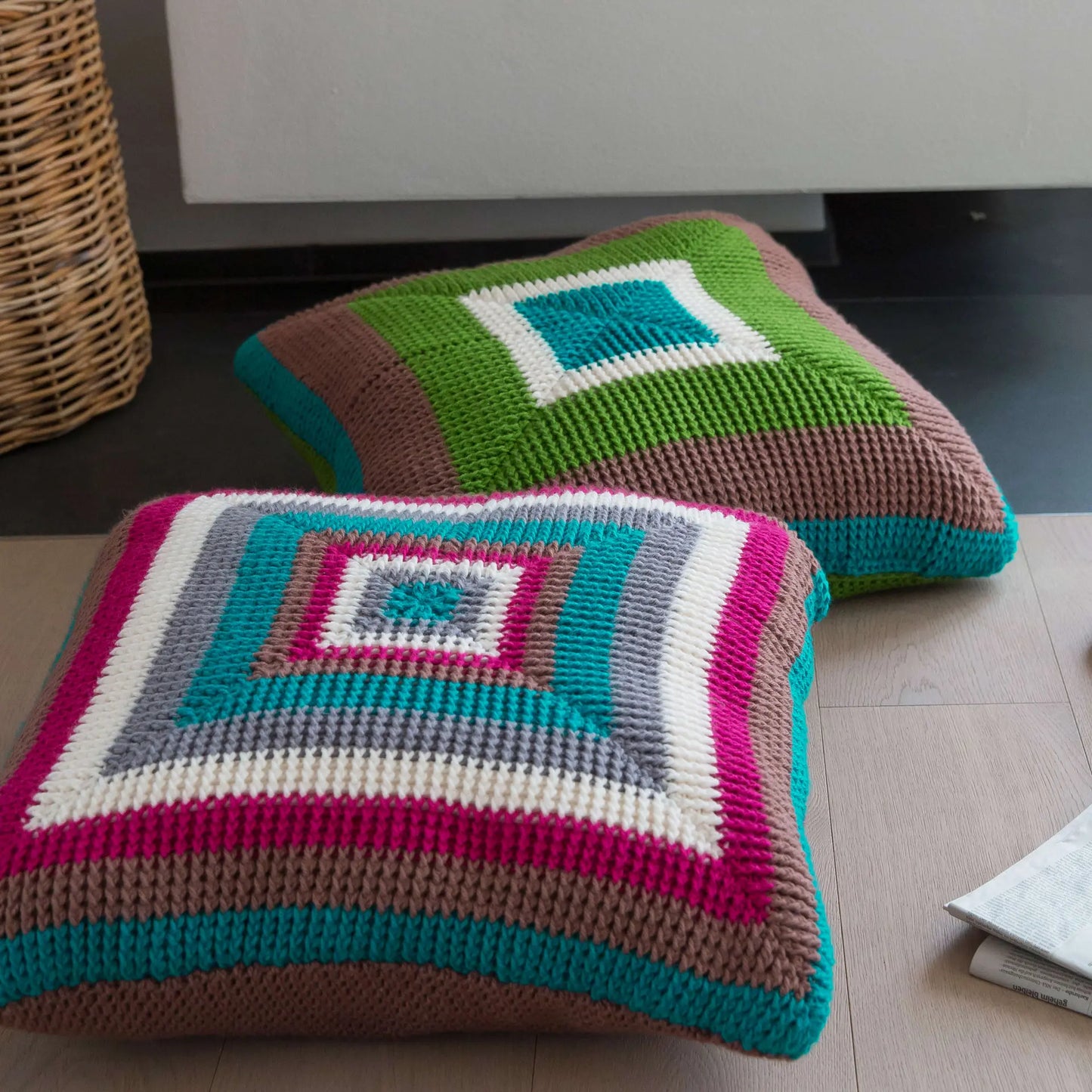 Crochet kit for two floor cushions
