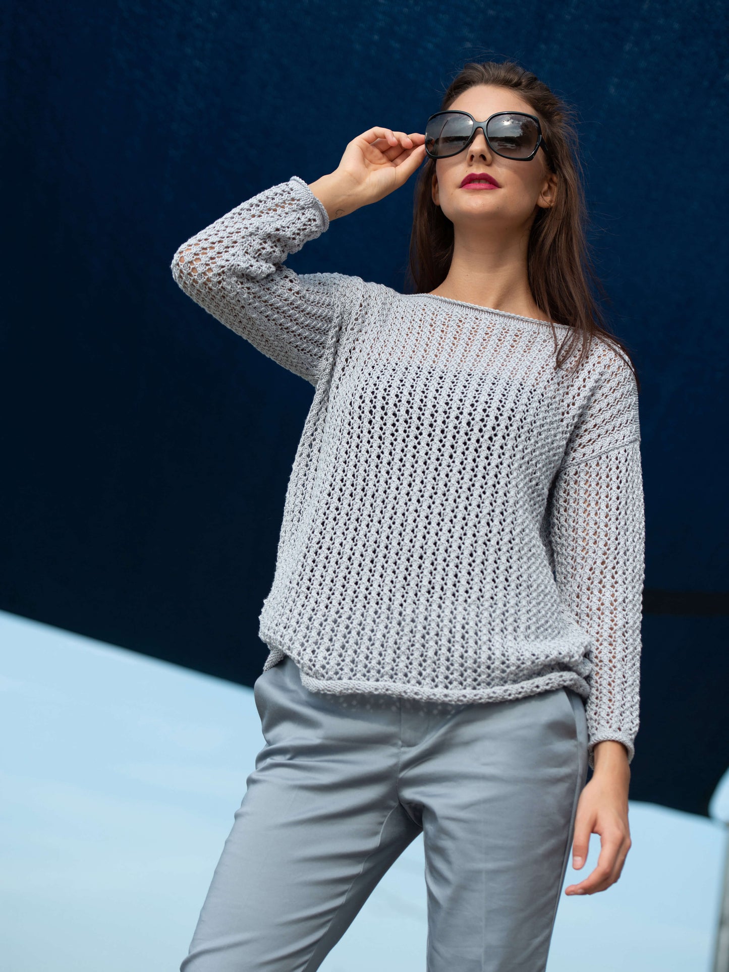 Pullover im Lochmuster