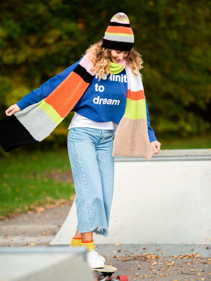Colour-Blocking Schal und Mütze