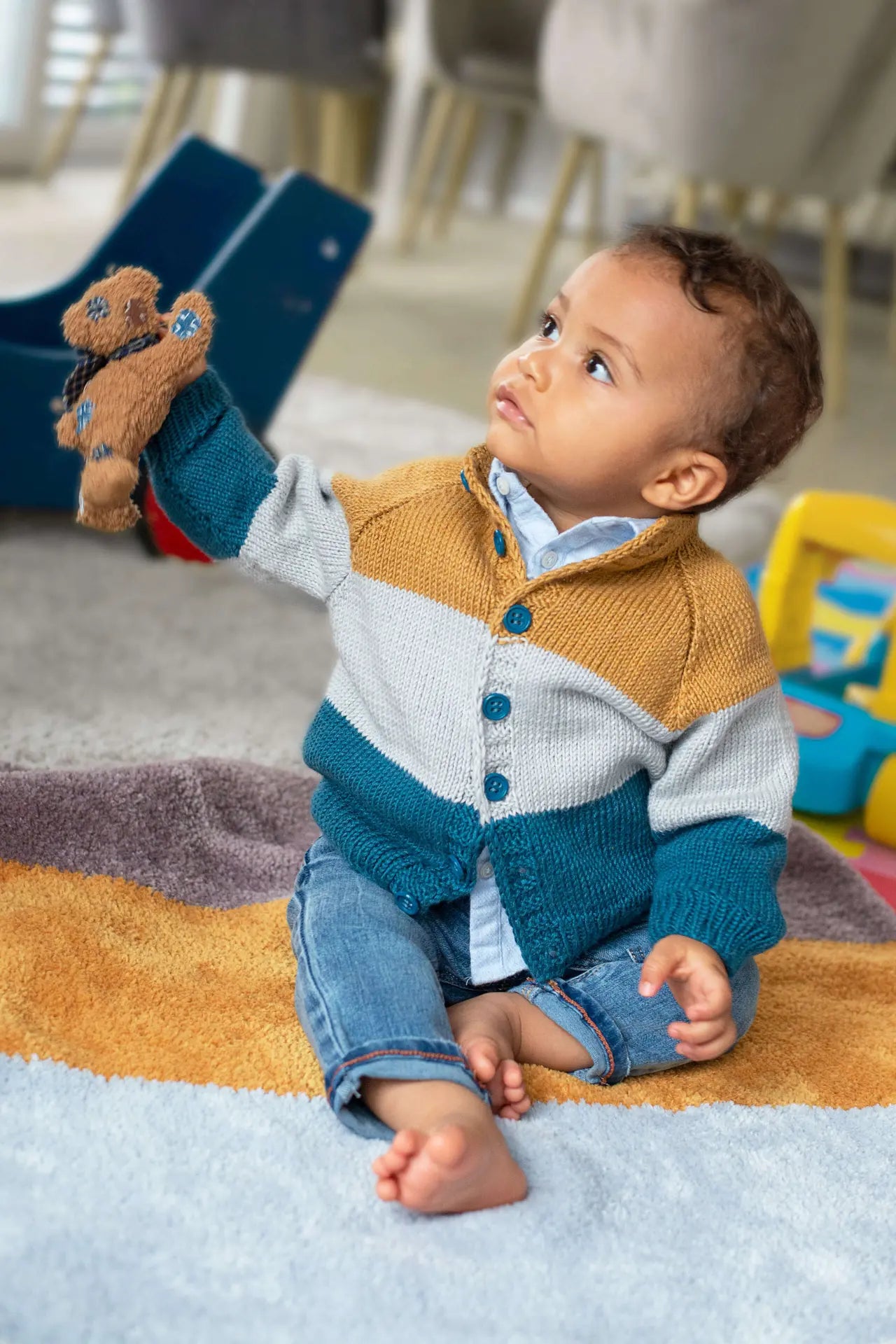 Kit de tricot gilet color-block pour bébé