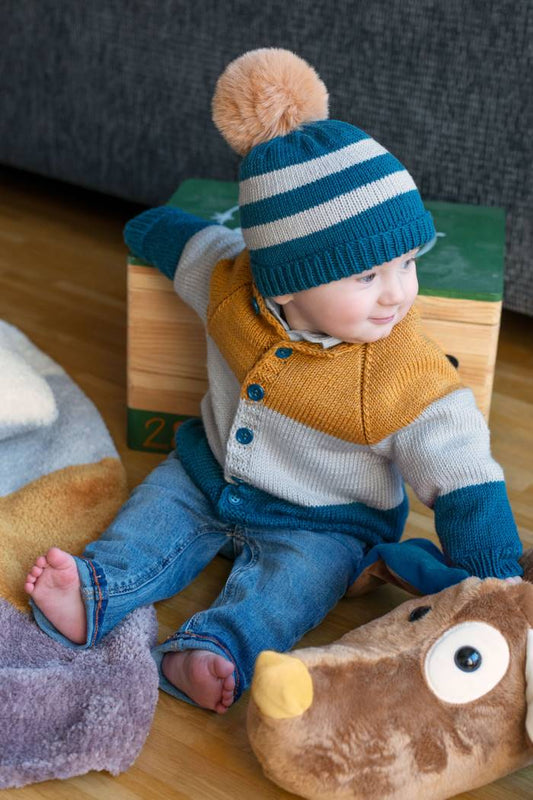 Baby-Mütze mit Fellbommel