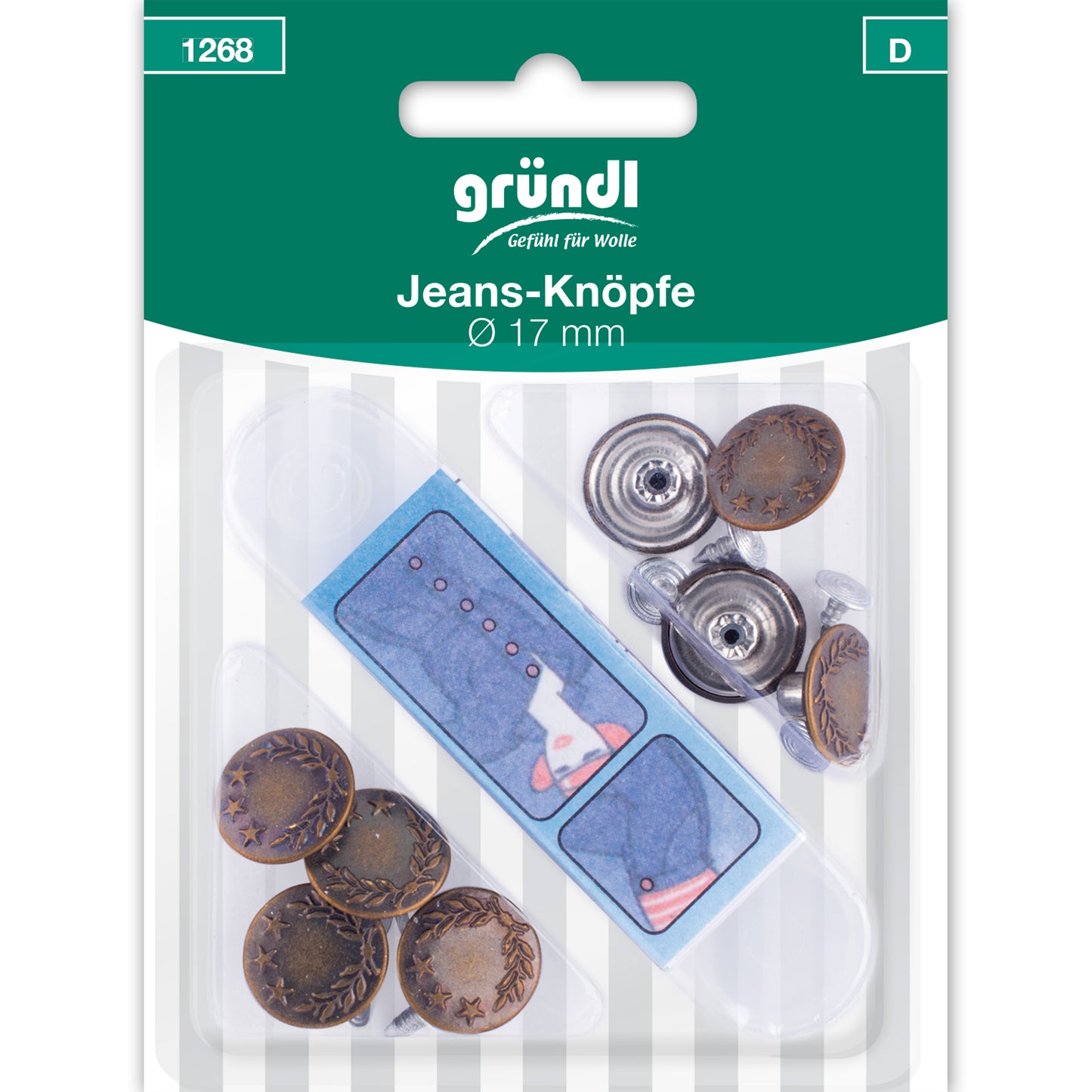Jeans-Knöpfe, Ø 17 mm, 8 Stück