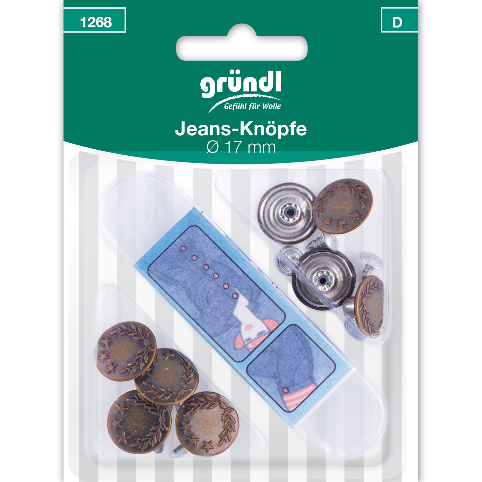 Jeans-Knöpfe, Ø 17 mm, 8 Stück
