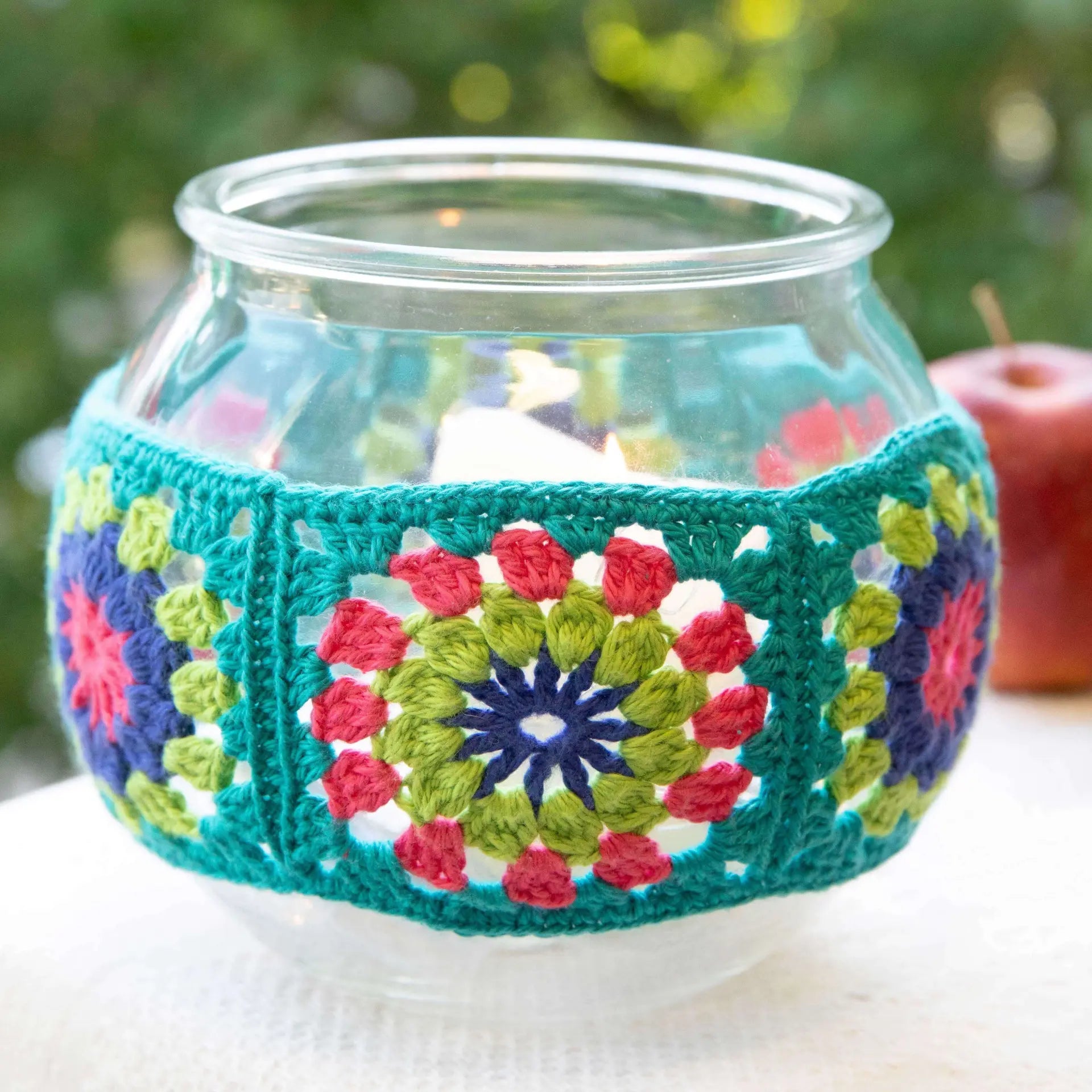 Häkelset Granny Square Windlicht
