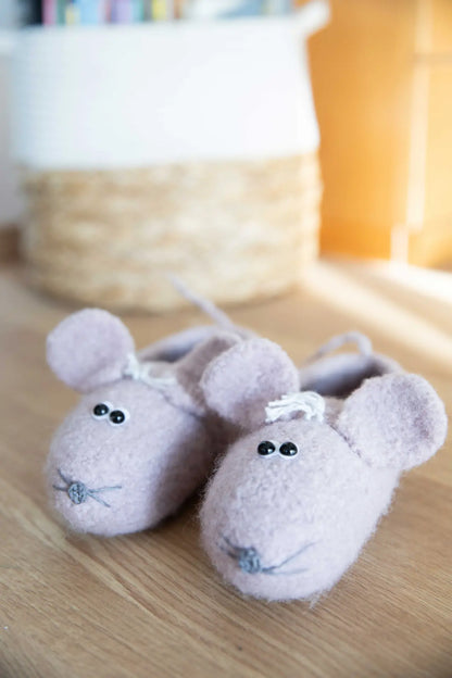 Ensemble de feutre chaussons en feutre souris (beige-marron)
