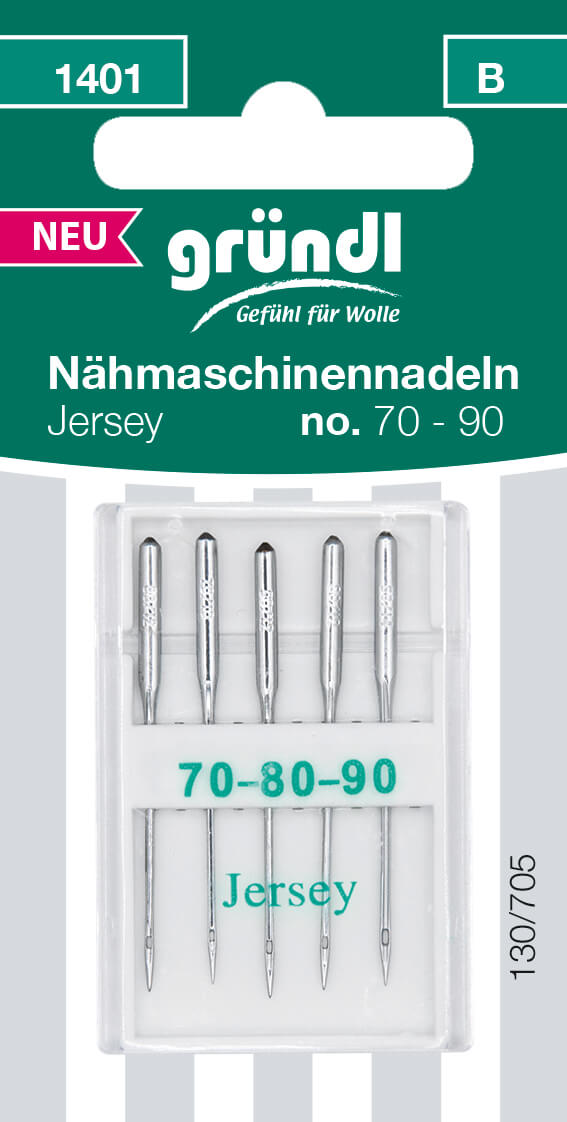 Nähmaschinennadeln Jersey, 5 Stück, No. 70 – 90