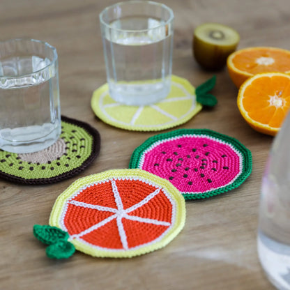 Set de crochet sous-verres fruits
