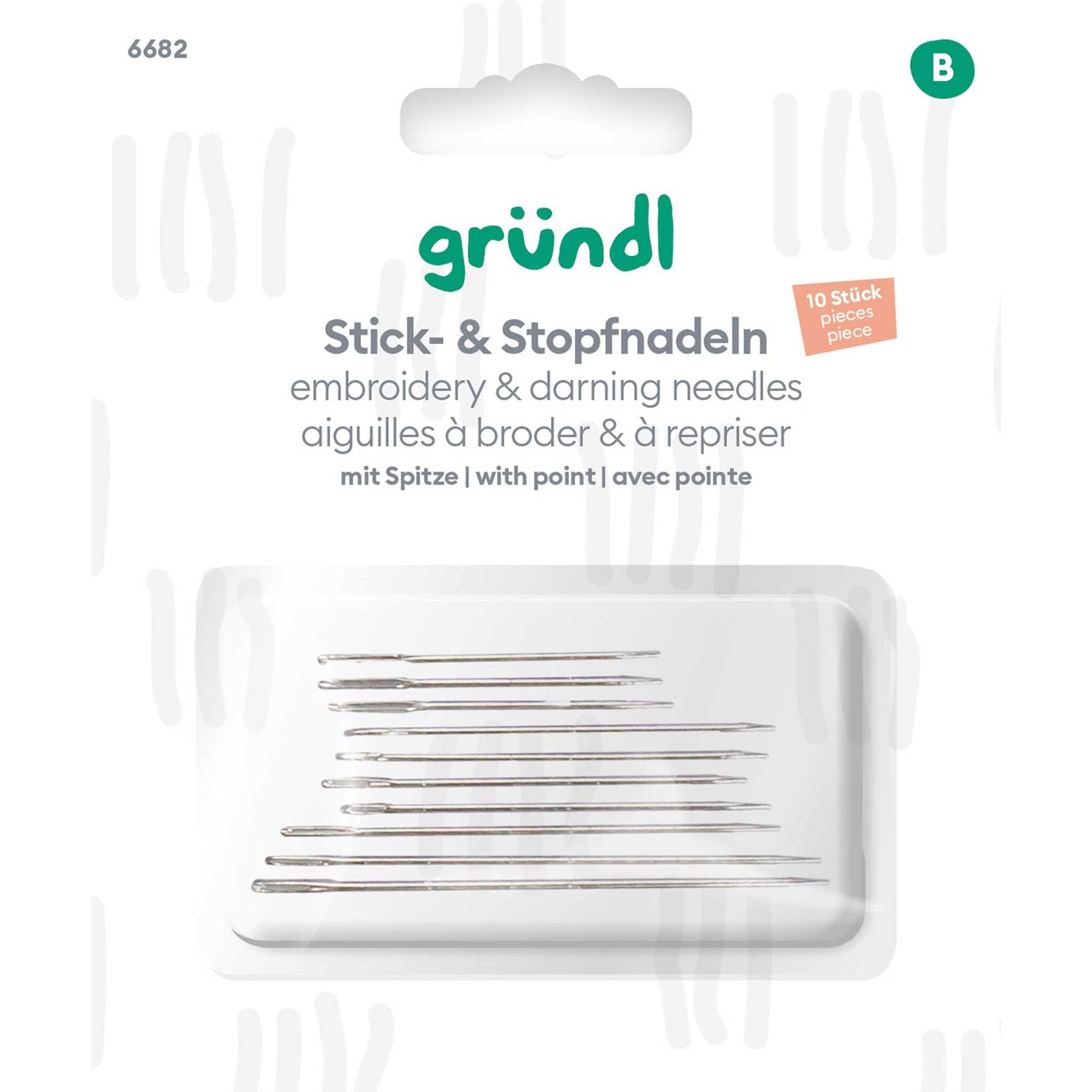 Stick- und Stopfnadeln mit Spitze, 10 Stück
