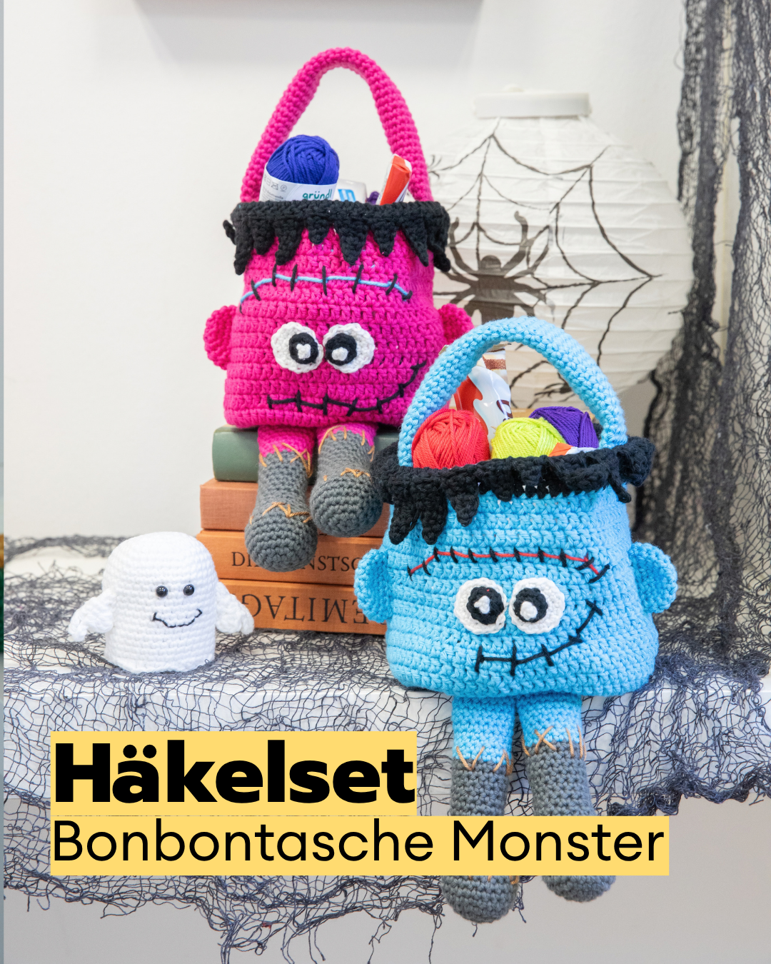 Häkelset Bonbontasche Monster Franky