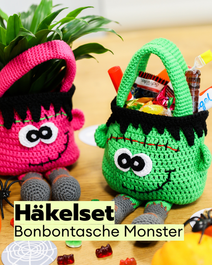Häkelset Bonbontasche Monster Franky