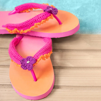 Crochet Kit Flip Flops with Flower and Glitter Stone