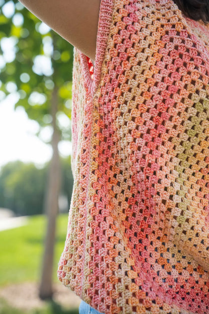 Crochet Kit Peach Granny Square Shirt