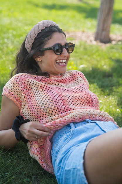 Peach Granny Square Shirt