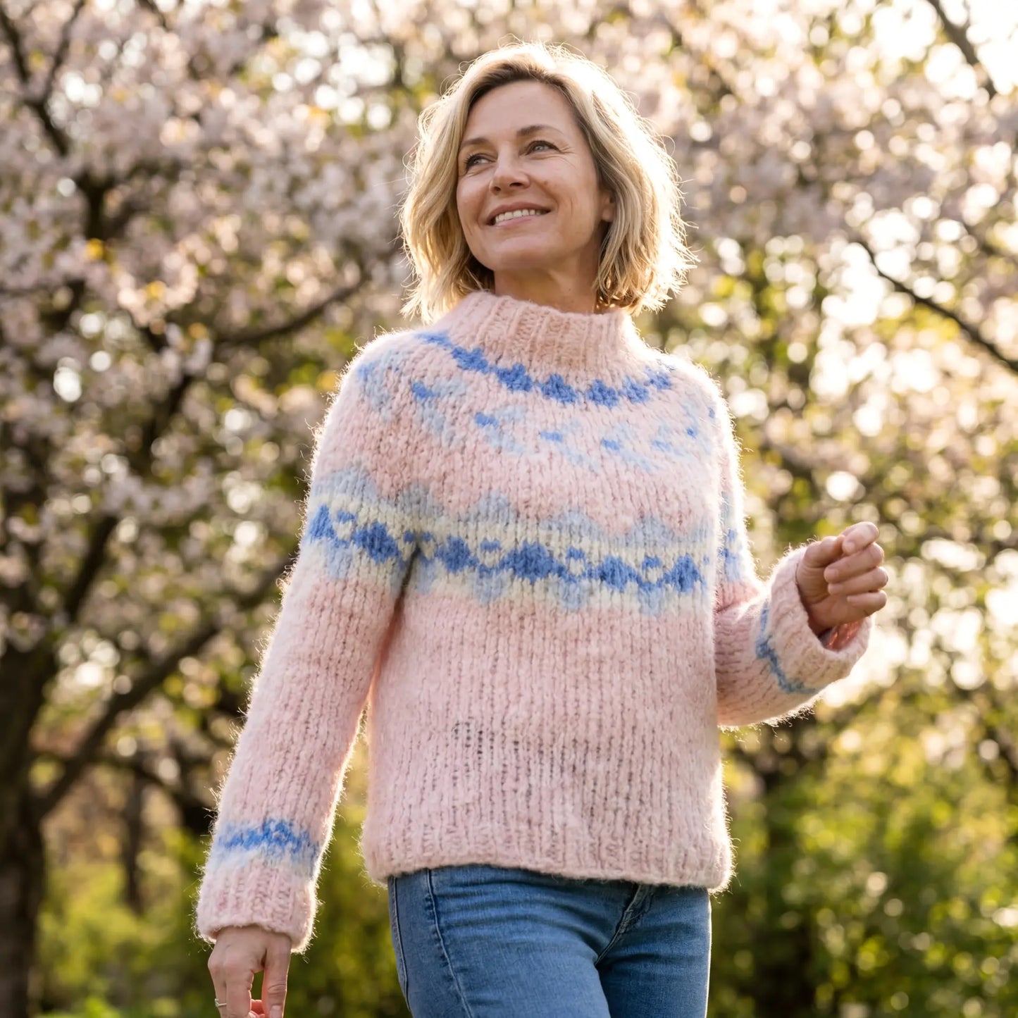 Strickset Jacquard-Pullover Top Down