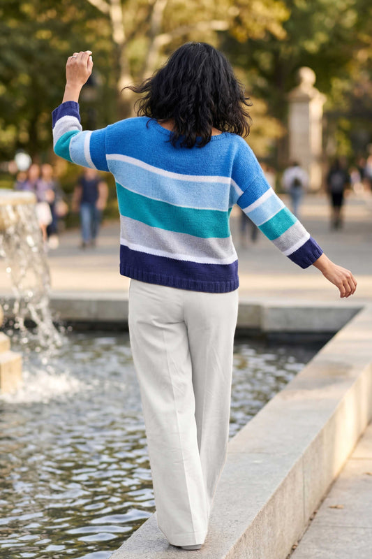 Pulli mit Blockstreifen – blau-weiß