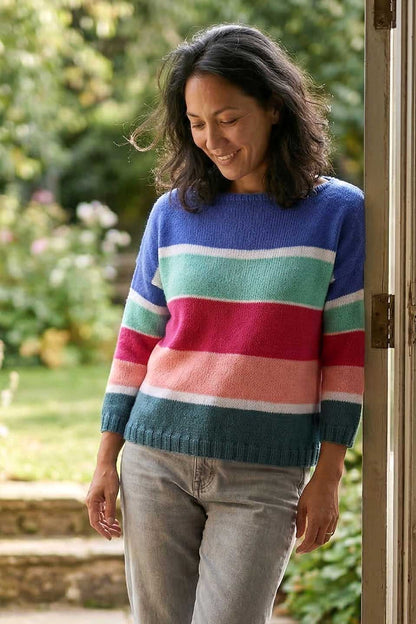 Pulli mit Blockstreifen – blau-rot