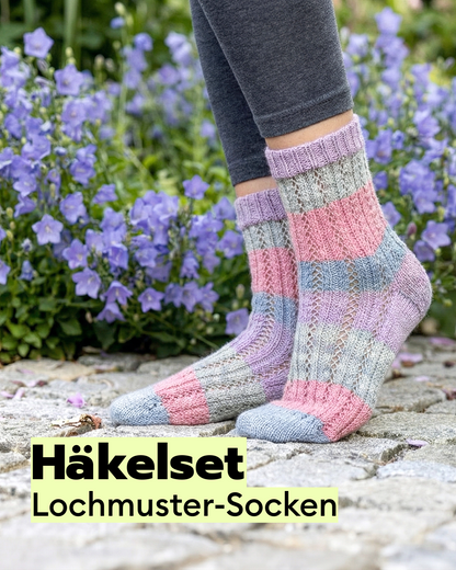 Strickset Socken mit Lochmuster