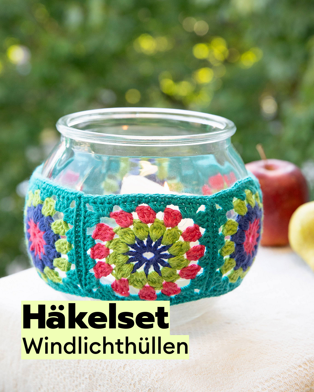 Häkelset Granny Square Windlicht