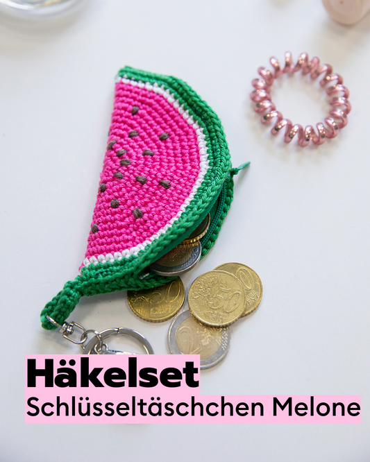 Häkelset Schlüsseltäschchen Melone