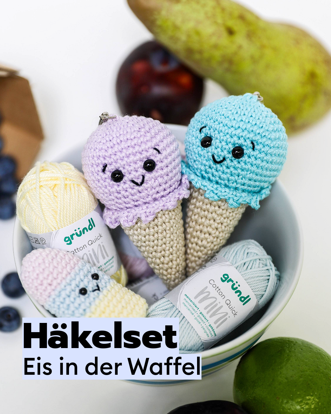 Häkelset Eis in der Waffel