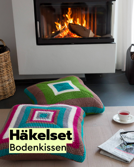 Crochet kit for two floor cushions