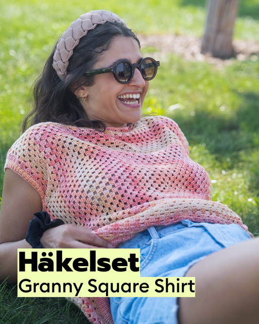 Crochet Kit Peach Granny Square Shirt