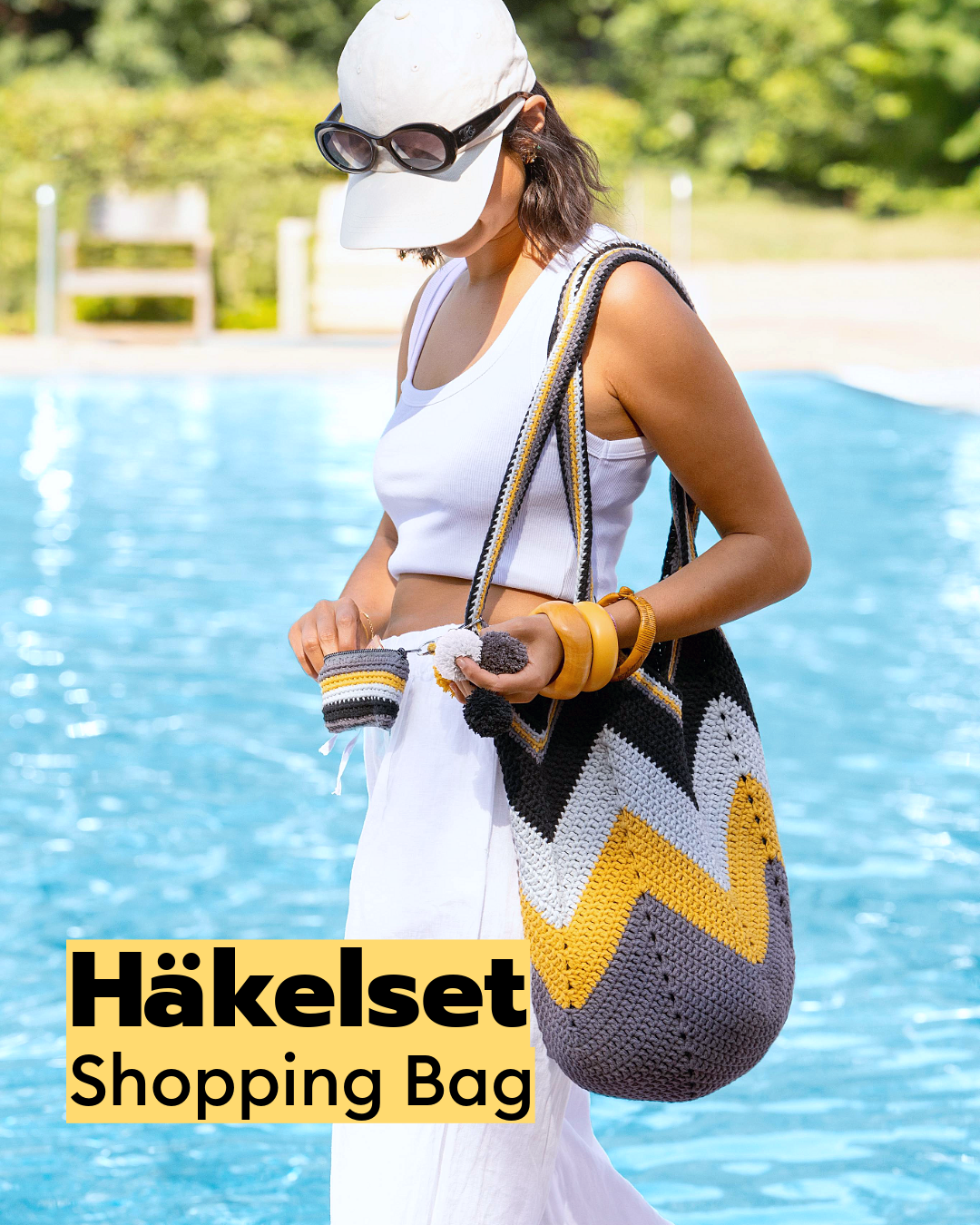 Häkelset Shopping-Bag mit Zackenmuster aus Gründl King Cotton