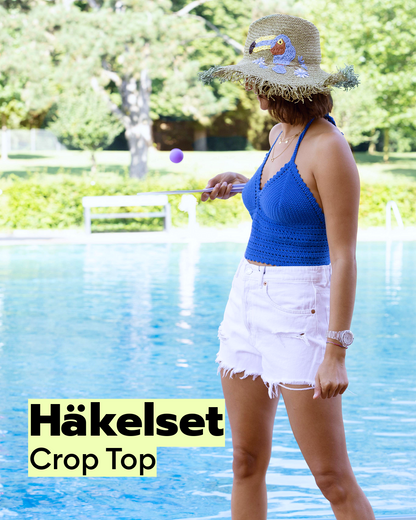 Crochet set summer crop top royal blue from Cotton Fun