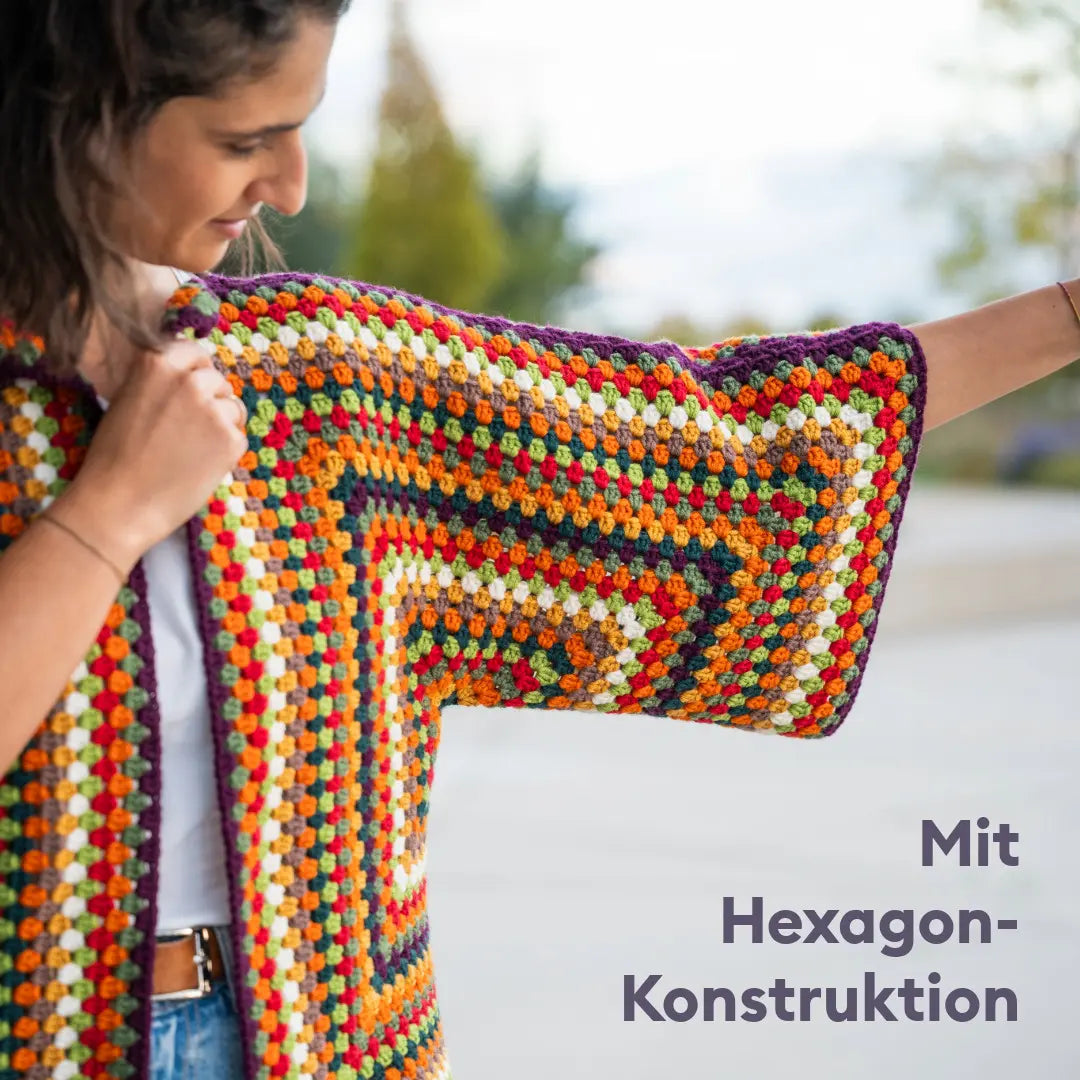 Häkelset Indian Summer Hexagon Cardigan