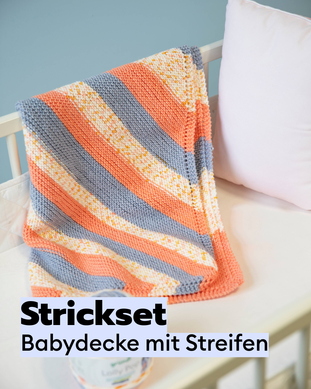 Kit de tricot couverture bébé à rayures diagonales