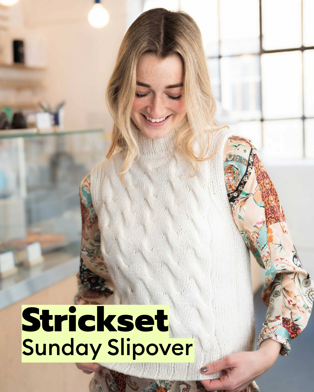 Strickset Sunday Slipover mit Zopfmuster