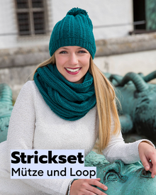 Knitting set hat and loop made from Happy uni