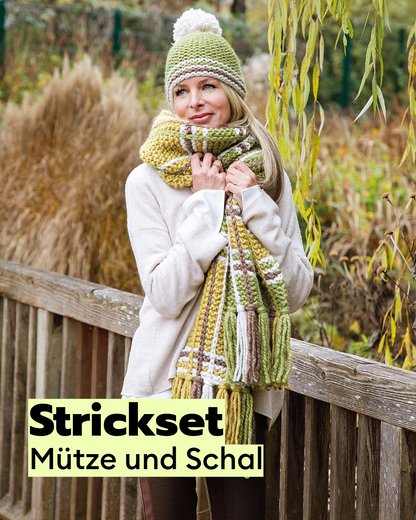 Strickset Mütze und Schal aus Alaska uni