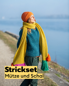 Strickset Mütze und Schal im Patentmuster