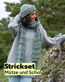 Strickset Mütze und Schal mit Alpaka im Patentmuster