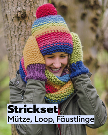 Strickset Mütze, Loop und Fäustlinge Kraus rechts