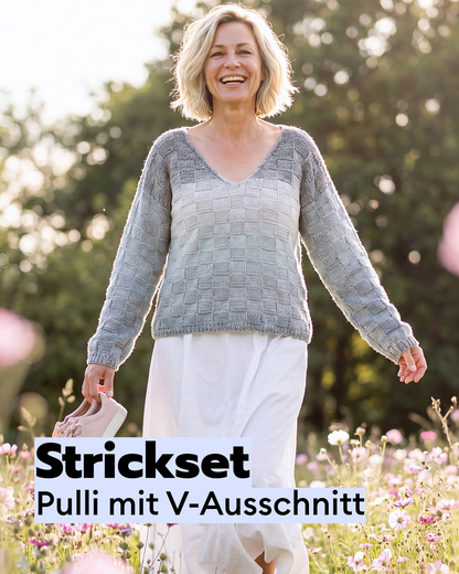Kit de tricot Pull col V en Gründl Pastello