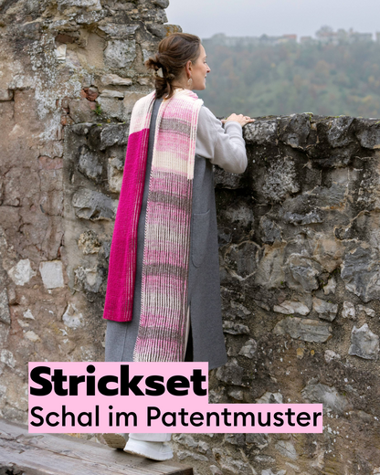 Strickset Schal mit 2-farbigem Patentmuster