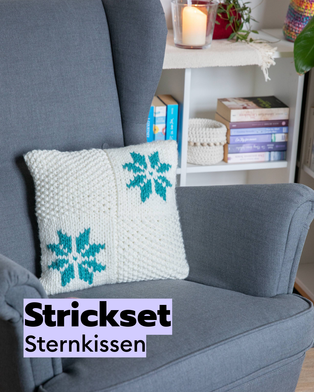 Strickset Sternkissen