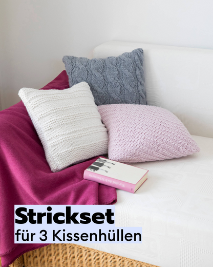 Strickset für 3 Kissenhüllen
