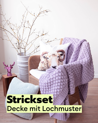 Strickset Decke mit Lochmuster