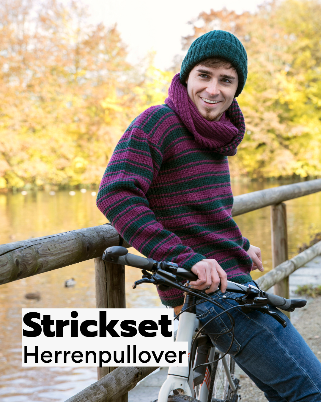 Kit de tricot pull rayé pour homme